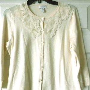 CHARTER CLUB Ivory Open-Front Cardigan w/ Pedals